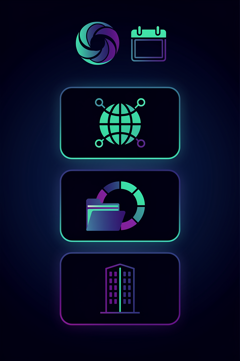 Anthropic Claude Skills 2025년 12월 업데이트의 네 가지 핵심 변화(오픈 스탠다드, 폴더 구조, 로딩, 엔터프라이즈 관리)를 아이콘만으로 보여 주는 세로형 인포그래픽.