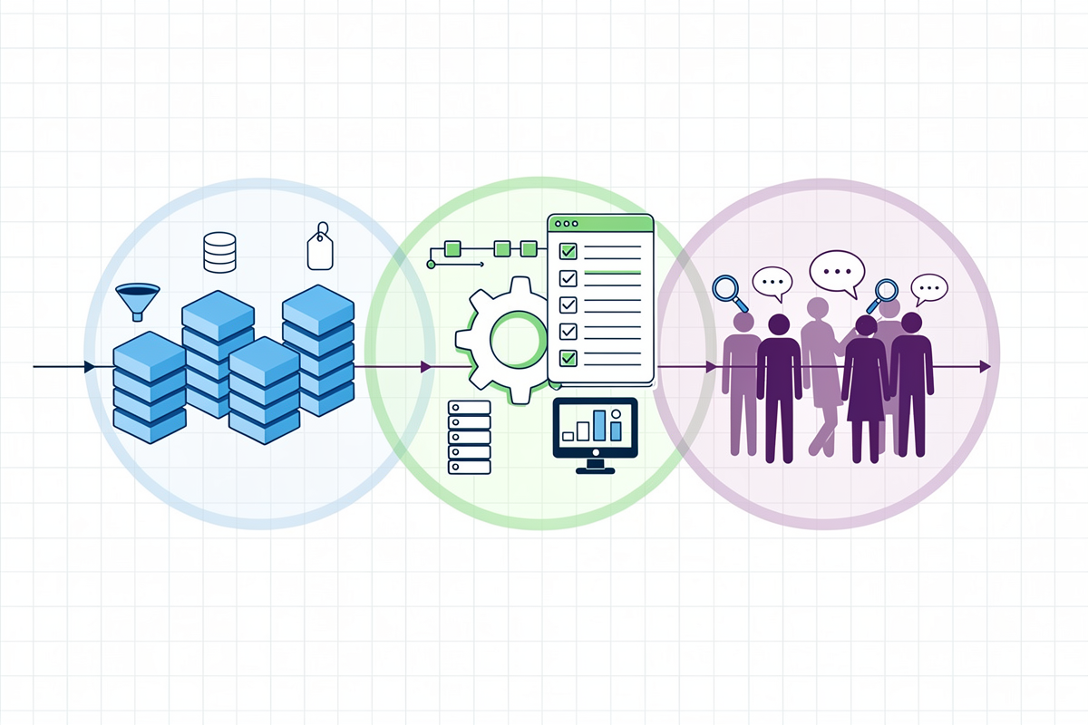 고위험 AI 공통 요구사항을 데이터·거버넌스·투명성 세 축으로 시각화한 개념도 인포그래픽으로, 세 영역이 링과 화살표로 연결된 이미지