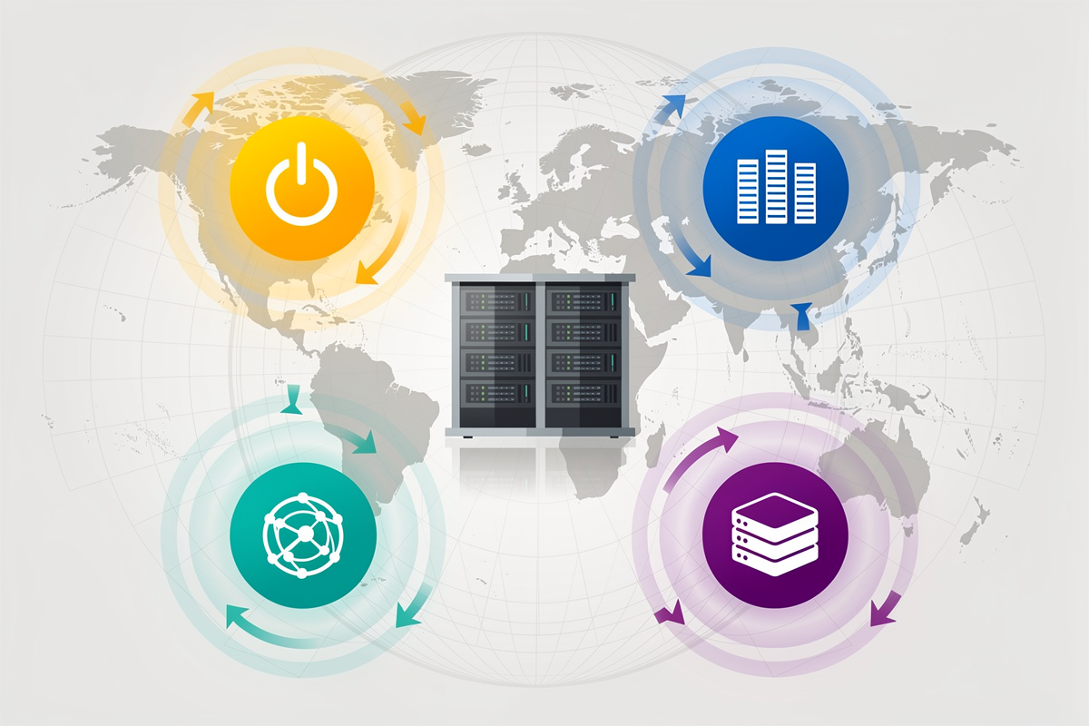 중앙 데이터센터와 전력·연산·스토리지·네트워크 아이콘이 방사형으로 배치돼 AI 워크로드 증가에 따른 글로벌 인프라 수요 폭증을 인포그래픽 스타일로 보여주는 이미지.